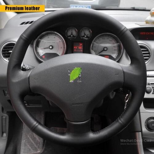 DIY steering wheel cover for Peugeot 408 4008 5008 2008 301 307 new 308 leather hand sewn Premium leather Grip Cover Auto parts