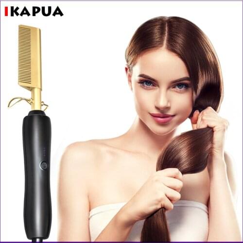 Electric Hot Comb Straightener Fast Hot Heating Comb Professional Flat Irons Irons Hair Straightening Brush Hair Curler For Wig