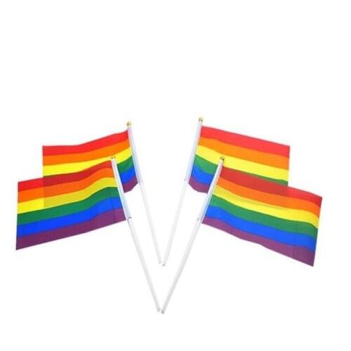 Rainbow Stick Flag 5x8 inch Gay Pride Hand Flag waving flags for Festive & Party Supplies