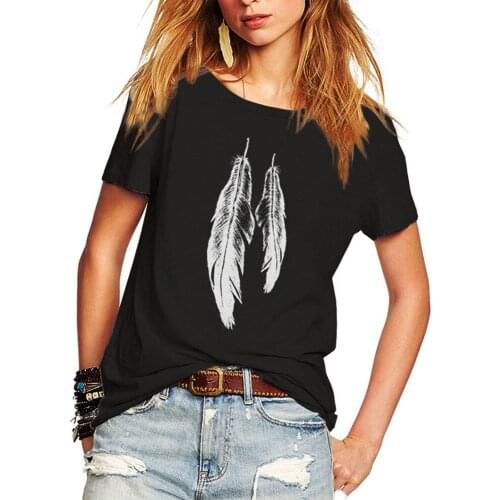 Summer Style Women Tshirts Sexy feather print Gray Women T shirt short sleeve O-neck tees ladies fashion casual Tops