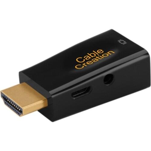 HDMI to VGA Adapter, Gold Plated HDMI HDTV to VGA with Audio Converter Male to Female Support 1080P Blue & Black