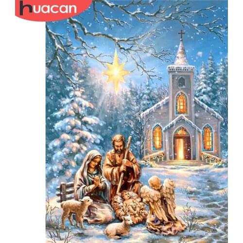 HUACAN Diamond Art Painting Kits Religion Portrait Pictures Of Rhinestones Diamond Embroidery Sale Winter Kids Home Decor