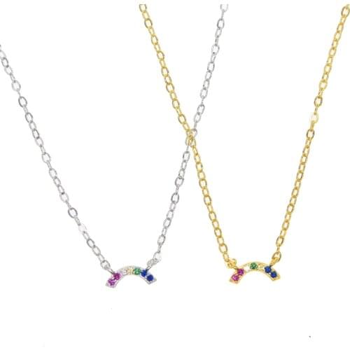 Cute delicate girl gfit jewelry delicate rainbow charm bracelet necklace set factory wholesale lovely minimal jewelry