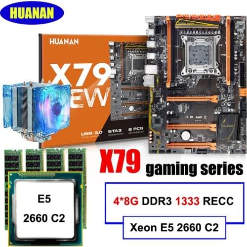 HUANANZHI X79 Deluxe Motherboard Set On Sale High Speed M.2 NVMe Slot CPU Xeon E5 2660 with Cooler Big Brand RAM 32G(4*8G) RECC