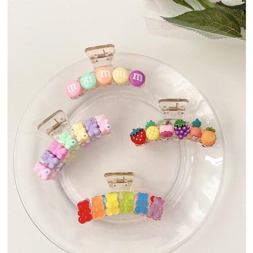 Summer Women Girls Cute Cartoon Fresh Fruit Letter Hair Claws Ladies Lovely Sweet Claws Clips Hairpins Female Hair Accessories