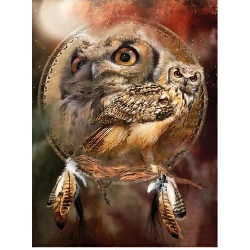 Dream catcher diamond mosaic painting owl rhinestone embroidery animal diamond art drawing picture puzzle wall paper home decor