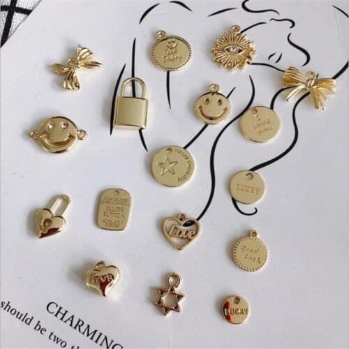 10pcs/lot creative heart lock metal charms for jewelry making accessories diy fashion earrings necklace pendant ornament