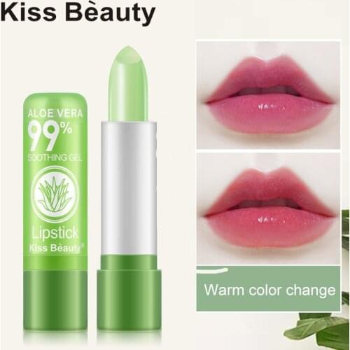 Natural Aloe Vera Moisture Lip Balm Temperature Change Color Red Lipstick Long Lasting Moisturizing Not Easy to Fade TSLM2