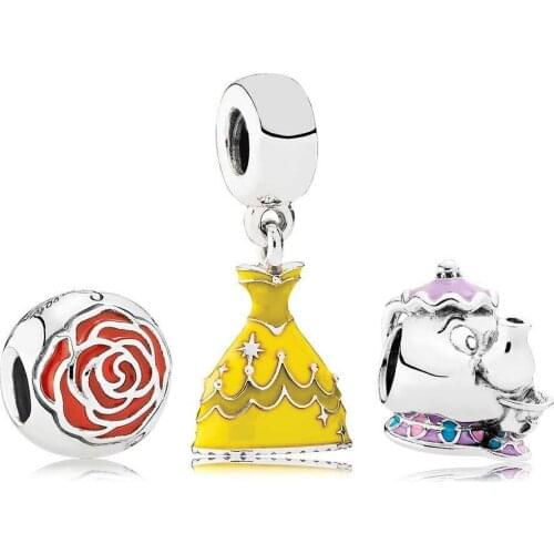 NEW CPPO 100% 925 Sterling Silver Beauty and the Bead Gift Set fit charms original Bracelets jewelry A Set