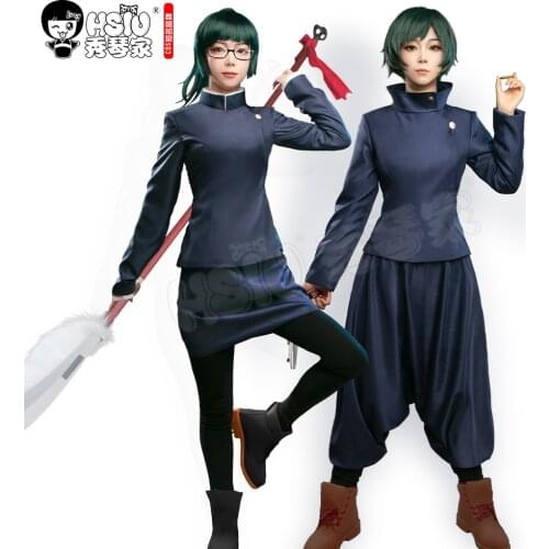Zenin Mai clothing Maki Zenin clothing Anime Jujutsu Kaisen Cosplay HSIU Dark blue slim uniform