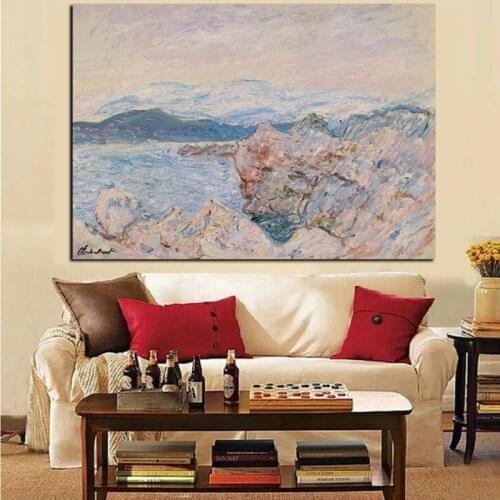 Print Canvas Wall Art Impression Claude Monet Winter Cliffs Landscape Oil Painting Poster Modern Wall Picture for Living Room