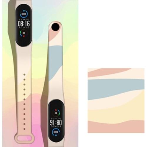 TPU Strap For Xiaomi Mi Band 6 4 5 3 Morandi Colorblock Wristband Silicone Bracelet Replacement Watches Band UTHAI S35