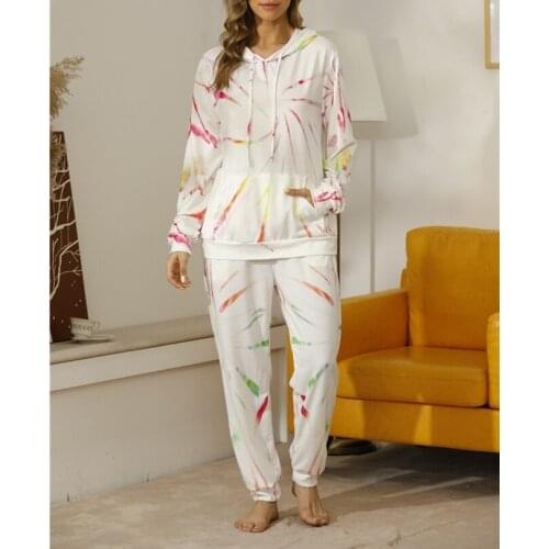 Autumn And Winter Women Tie Dyeing And Printing Tracksuit Female Sweater Long Sleeve And Trousers Suit Womens Tracksuit