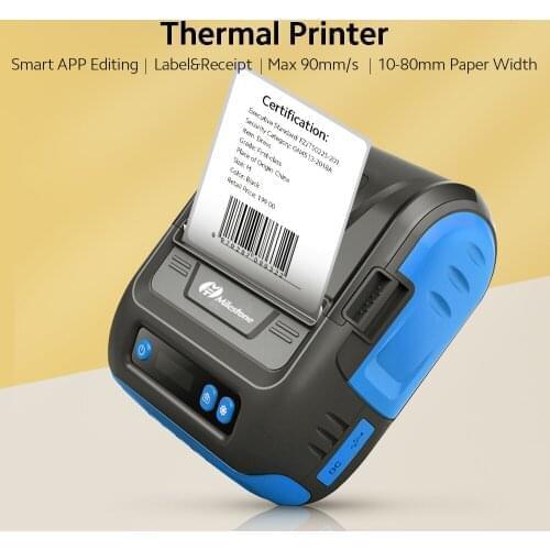 BT+USB Thermal Printer Label Maker for Clothing Retail Receipt Printer Max 90mm/s 10-80mm Paper Width APP Editing