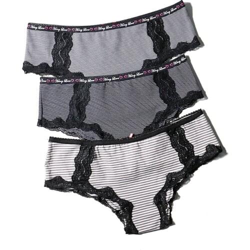 6 Pieces Striped Lace Sexy Briefs GirlsTrunk Boxers Kids Shorts Child Panties Pure Cotton Pants Children Underwear 11-20Y