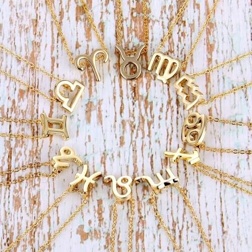 VKME 12 Constellation Necklace 2020 Pendant Necklace Bohemian Gold Chain Womens Jewellery