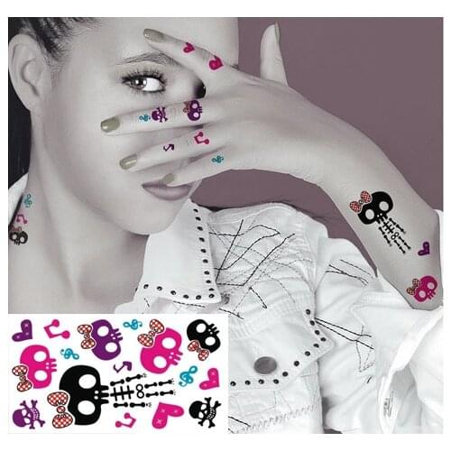 Waterproof Temporary Tattoo Sticker on body art finger skull love tatto stickers sexy flash tatoo fake tattoos for girl women