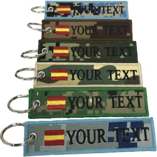 Custom embroidered keychain camouflage army fan custom text motorcycle rider outdoor sports size 12cm*3cm double-sided text