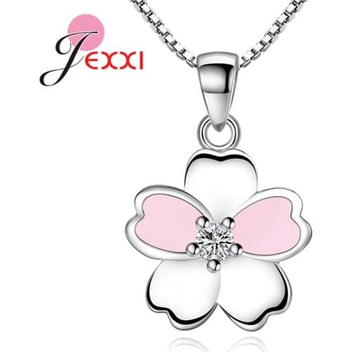 High Quality Flower Cubic Zirconia Pendants Necklaces For Women 925 Sterling Silver Chain Necklaces Wedding Party Body Jewelry