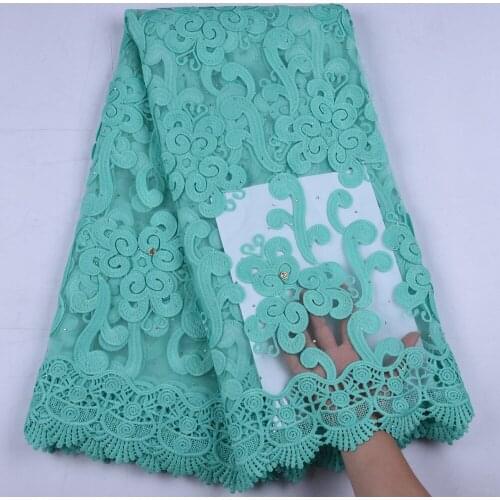 Green Milk Silk Lace Fabric Bridal Materials African Lace Fabric Latest 2019 French Nigerian Voile Lace Fabric With Stones 1670
