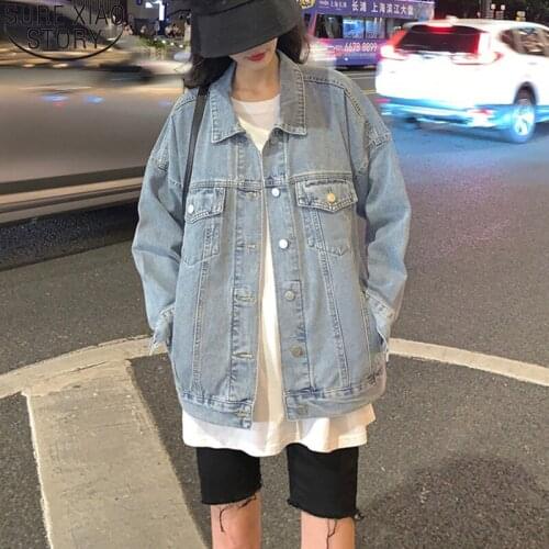 Korean Fashion Spring Autumn Jackets 2021 Plus Size Denim Jacket Women New Coat Women Loose Clothes Blue Casual Tops 16291