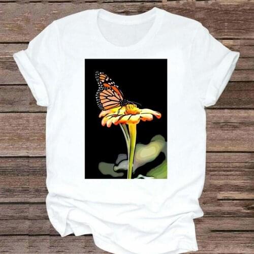 Women Short Sleeve Butterfly Painting Style Fashion 2021 90s Graphic Clothes Tshirt Top Lady Print T Female Tee T-Shirt