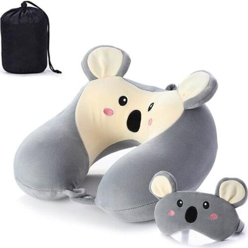 1 set Travel Neck Pillow and Eye Mask Set U Shaped Pillow Office Flight Traveling Neck Rest Soft Cushion Pillow Health Care