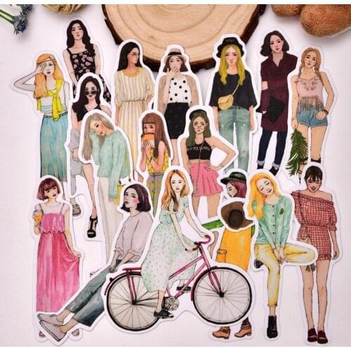 17pcs Creative cute self-made Daily Cool girls scrapbooking stickers /decorative sticker /DIY craft photo albums/trunk sticker