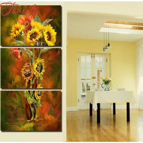 TOUOILP 3pcs 5d Diamond embroidery sunflower 5d Diamond painting cross stitch Square/Round diamond Mosaic Rhinestone Home Decor