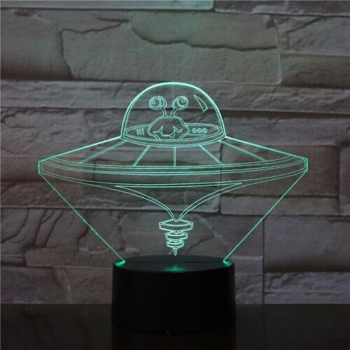 3D Led Spaceship Space Fighter 7 Colorful Gradients LED Acrylic Plate Desk Lamp Bedroom Decoration Night Light