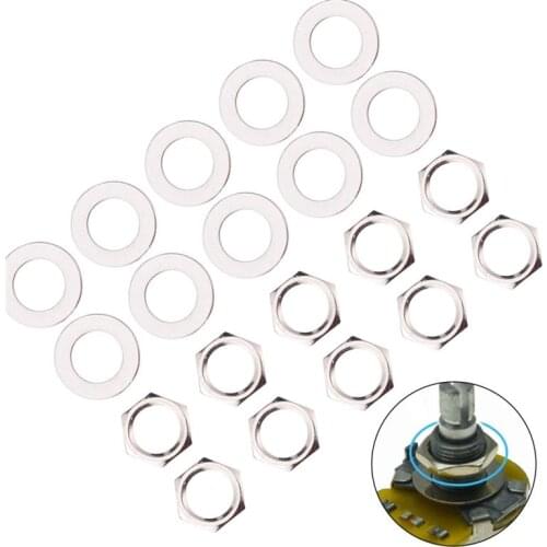 40pcs Guitar Nut Gasket Potentiometer Nut And Gasket Small Metal Electric Guitar Parts For Home Store M7 Style