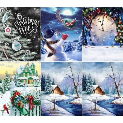 5D Diamond Painting by Number Landscape Cartoon Winter Full Drill Square Embroidery Cross Stitch Snow Picture Of Rhinestones Art