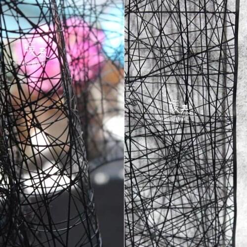 Birds Nest Hollow-out Mesh PU Fabric Black Three-dimensional Space DIY Pattern Patches Art Crafts Decor Designer Fabric 48*43cm