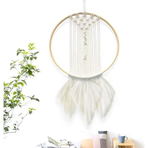 Bohemian Style Bamboo Circle Tassel Tapestry Hand-woven Lace Wall Decoration Family Dream Catcher Wall Hanging