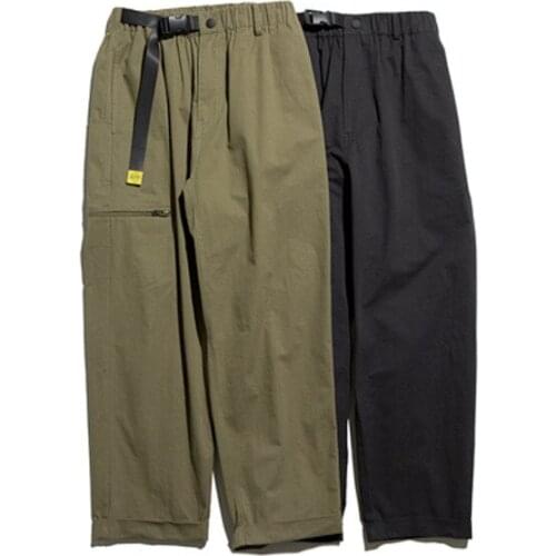 Spring Autumn Outdoors Camping Travel Mens Casual Loose Straight Pants Belt Tooling Street Cross-pants Fashionable Men Trousers