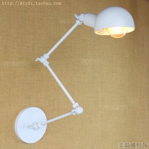 Loft retro Matte Black iron shade adjustable swing arm reading wall lamps Lights e27 / e26 sconce for workroom bedroom bar cafe