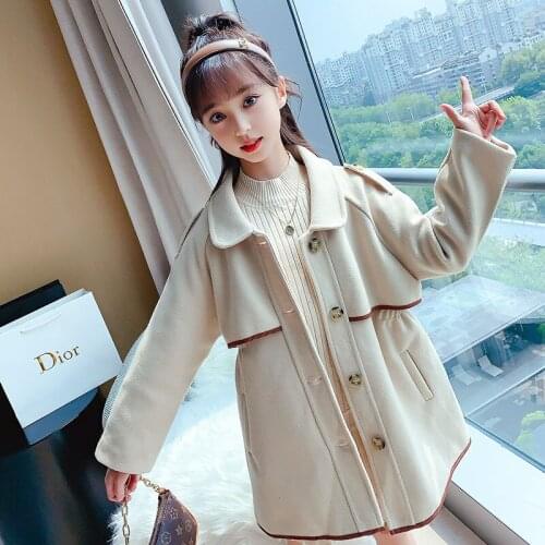 Woolen Girls Kids Coat Jacket 2021 Warm Thicken Winter Autumn Cotton Cardigan Buttons Outerwear Childrens Clothing