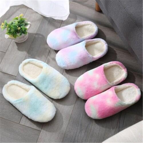 FAYUEKEY 3 Colors New Fashion Soft Sole Autumn Winter Warm Home Cotton Plush Slippers Men Indoor\ Floor Flat Shoes girls Gift