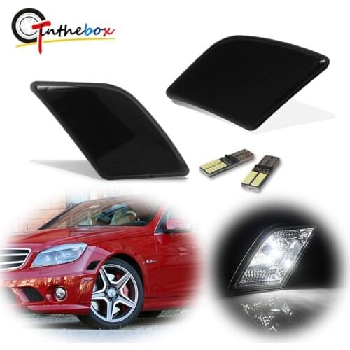Gtinthebox Smoked Lens Front Side Marker Light For 2008-2011 Mercedes Pre-LCI W204 C250 C300 C350 & 2008-2013 C63 AMG