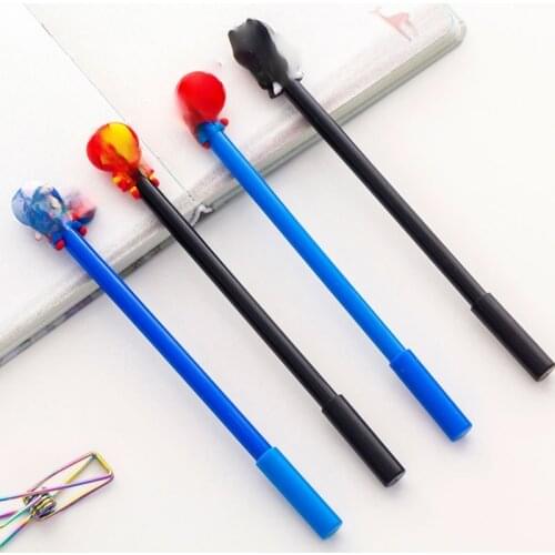 8 Pcs 0.5mm kawaii pen Neutral Pens lot Creative Student Earth Hero Cartoon Gel Pen set Black Ink Student Gel Pen Stationery