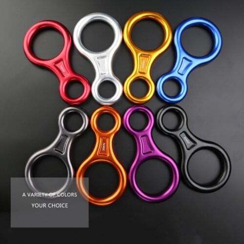 Aluminum Alloy 35KN Rock Climbing Descender Horns 8 Words Ring Downhill Protection Equipment Escaping Caving Engineering