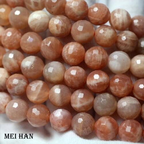 Meihan (2 strand/set) wholesale natural 8mm Sunstone faceted round loose beads stone for jewelry making design