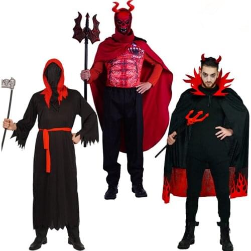 Adult Men Scary Devil Costume Role Play Skeleton Outift Cosplay Halloween Horror Devil Clothes for Man Carnival Costume