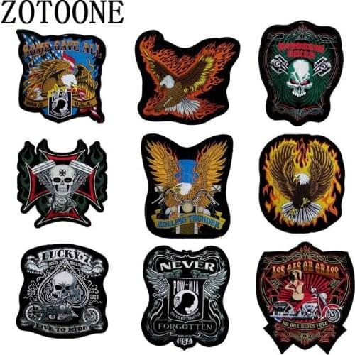 Big size Cheap Embroidery Cool Punk Rock Back Patch Motorcycle Iron On Big Biker Patches Applique For Jacket Clothes Stickers