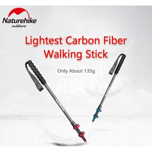 Naturehike Trekking Pole 135g Carbon Fiber Cane External Lock 3-section Trekking Telescopic Baton Hiking Walking Stick
