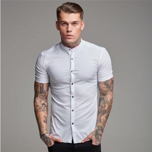 New Summer Shirt Brand Mens Short Cool Casual Fashion Breathable Shirt Fitness Clothing Cotton Tops Short Sleeve Sports Shirts