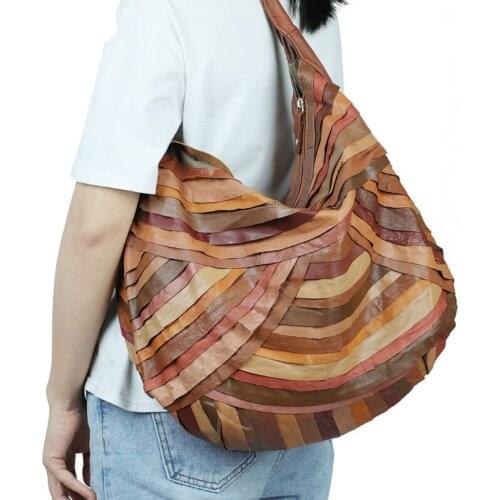 2020 new leather sheepskin handbags handbags ladies fashion contrast color tote bags large capacity shoulder bags tide