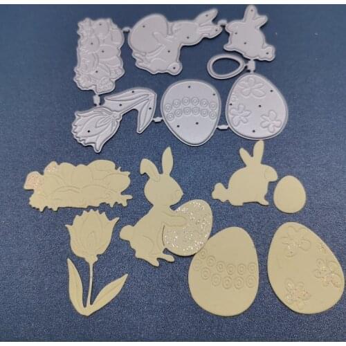 New Metal Cutting Dies Scrapbooking Easter Egg and Bunny DIY Album Paper Craft Embossing Stencil Decoration 100*80mm