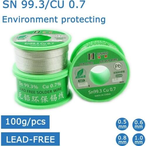 100g Lead-Free Solder Wire Tin 0.5mm-1.0mm Diameter Sn/99.3 Cu/0.7 Roll Welding Soldering Iron Core For Electrical Solder RoHs