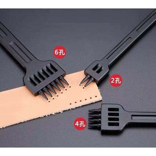 Electroplating Leather Stitching Hole Punch Row Tool Craft 4 /5 /6 mm 2/4/6 Prong Lacing Sewing Chisel for DIY Working Crafting